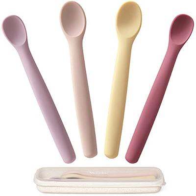 Potchen 14 Pack Silicone Baby Spoons First Stage Feeding for Babies and  Toddlers Infant Spoon Led Weaning Training 6 Months Self Feeding, Soft Set