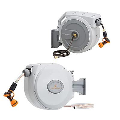 Giraffe Tools Retractable Garden Hose Reel 130-ft 1/2-In Dark Grey Metal  Bracket in the Garden Hose Reels department at