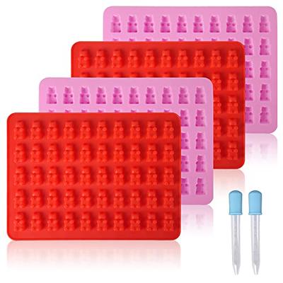 Inn Diary Gummy Bear Molds Silicone Candy Mold Non-stick Chocolate Gummies  Mold with 2 Droppers Food Grade Small Jello Mold 4 Pack (Pink & Red) -  Yahoo Shopping