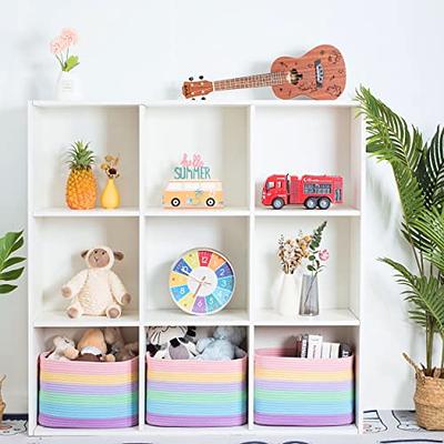 laughbird Cube Shelf Small Storage Baskets for Organizing Cotton Rope  basket|Woven Baskets for Storage Shelf|Decorative Basket & Closet Baskets  for