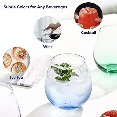 ColoVie 15 oz Stemless Wine Glasses Set of 6, Large Colored Wine Glasses,  Short Wine Glass Set for Red Wine, White Wine, No Stem Margarita Glasses -  Yahoo Shopping