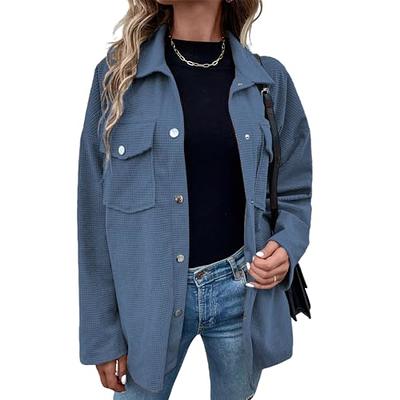 Locachy Womens 3/4 Sleeve Short Denim Jacket Lapel Button Down