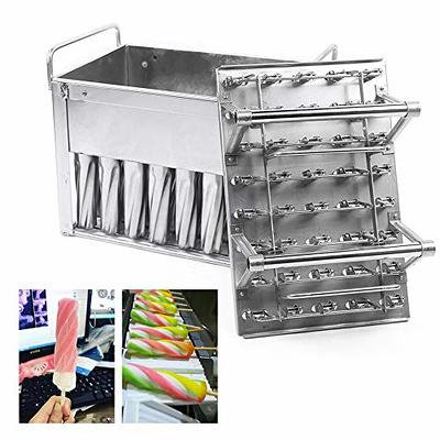 20Pcs Stainless Steel Popsicle Molds Commercial Ice Pop Molds Ice Cream  Maker Mold Stick Holder with Lid Single Cup Capacity 108g