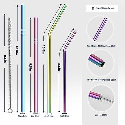 Kynup 4Packs Reusable Straws Metal Straw with Silicon Travel Drinking Straws with Metal Case Keychain Cleaning Brushes Silicon Pcs Perfect for