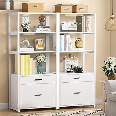 Tribesigns Bookcase Bookshelf, 4-Tier Modern File Cabinet with 2