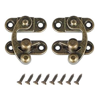 1 Pair Antique Hook Hasp Latch Left Right Mini Swing Arm Clasp Latch  Vintage Style Zinc Alloy Hook Latch with Mounting Screws [FDXGYH,Gold]