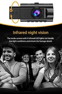 Uber Dual Dash Cam 1080P Front+Inside Car Camera Driving Recorder Night  Vision