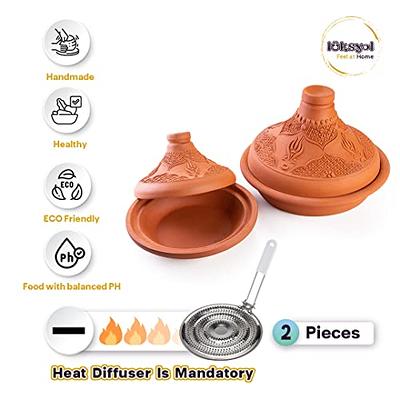 LUKSYOL Handmade Moroccan Clay Pots with Lids | Versatile Cookware Set for  Authentic Cooking | Terracotta & Safe