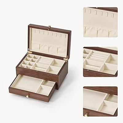 KCY Jewelry Box Organizer for Women Girls,Large PU Leather Jewellery Storage Case with 2 Layers Display Holder & Removeable Tray for Earrings Rings