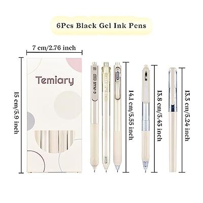 Temiary 6Pcs Retractable Gel Pens for Journaling, Black Ink Fine Point  Smooth Sketching Aesthetic Cute Pen, Quick Dry No Bleed & Smudging, Pastel