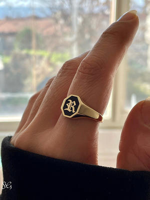  Large Signet Ring Engraved Ring Monogram - Bold Ring, Chunky  Gold Ring, Personalized Ring, Engraved Letter Ring, Customized Ring,  Vermeil Ring : Handmade Products