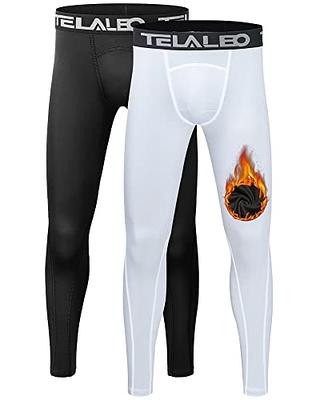 TELALEO Boys Thermal Compression Leggings Pants Youth Fleece Lined Base  Layer Tights Cold Weather Heat Gear (Fireball is an AD) Black White M -  Yahoo Shopping