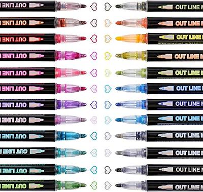 Super Squiggles Outline Markers Shimmer Markers Set, SuperSquiggles Outline  Markers Double Line Pens for Card Making Paint Markers for Craft Supplies  Glitter Pens for Photo Album Scrapbook