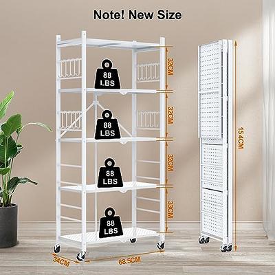 5-Tier Shelf Wire Shelving Racks with Casters Hooks Kitchen Steel