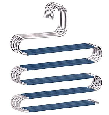 Pants Hangers Non Slip Space Saving Hangers 4 Pack S-Shape Trousers Hangers  Stainless Steel Clothes Hangers Closet Organizer for Pants Jeans Scarf  Trouser Tie Towel(4 Pack Blue) - Yahoo Shopping