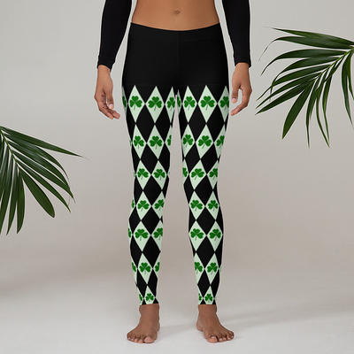 Shamrock Harlequin Adult Women's Leggings Mint/Kelly/Black St Patrick's  Day/Irish/Lucky - Yahoo Shopping