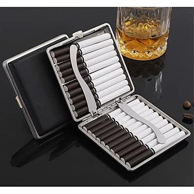 tlhaoa Cigarette Case Stylish Leather Surface Metal Box for 20 Cigarettes Cigarette  Box for Men and Women Ideal Gift for Smoker 2 Boxes 84mm Regular Size(Black  + Brown) - Yahoo Shopping