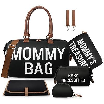 Mommy Bag for Hospital, Diaper Bag with Mommy's Treasures Bag and Shoulder  Straps, Large Travel Diaper Tote for Mom and Dad, Multifunction Baby Bag