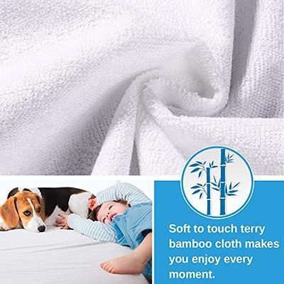 Comficlouds Queen Size Cooling Hypoallergenic Waterproof Mattress Protector Pad Cover,Bamboo Terry Top Breathable Fitted Sheet Style Deep Pocket-noise