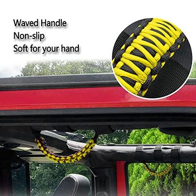 Savadicar 4 x Roll Bar Grab Handles Grip Handle for Jeep Wrangler CJ YJ TJ  JK JKU JL JLU & Gladiator JT 1955-2023, Interior Accessories, Black & Red