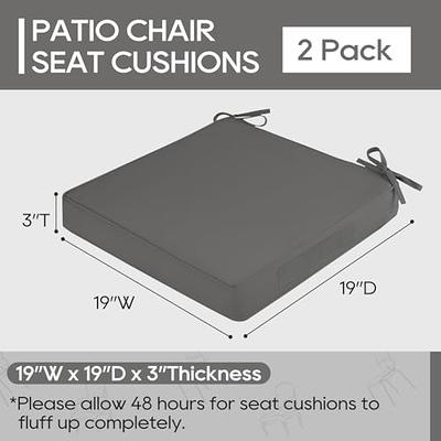 RACE LEAF Chair Cushions 19 x 19 Patio Chair Seat Pads, Set of 2 Thick  Fill Tufted Square Patio Cushions, Water-Resistant with Ties for Non-Slip