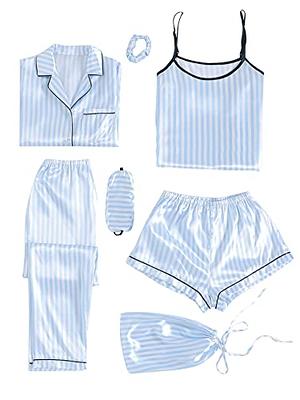 LYANER Women's Satin Silky Short Sleeve Button Shirt Sleepwear 2Piece Pajama Set