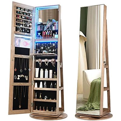 Vlsrka LED Light Jewelry Armoire with 360° Swivel Mirror, Large