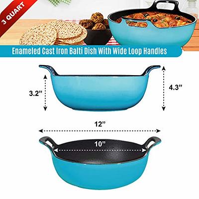 Bruntmor 3 Qt Turquoise Enameled Cast Iron Dutch Oven & Skillets