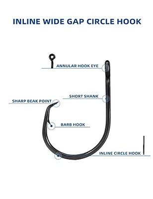 BLUEWING Inline Circle Hook Wide Gap Fishing Hooks High Carbon