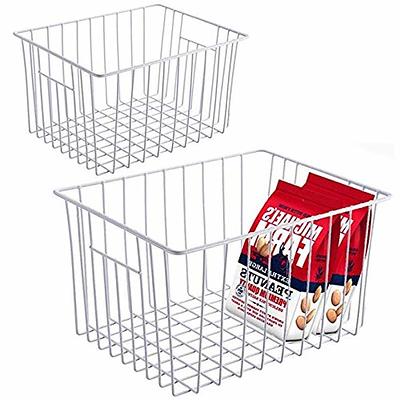 SANNO Freezer Baskets Farmhouse Organizer Wire Metal Storage Bins