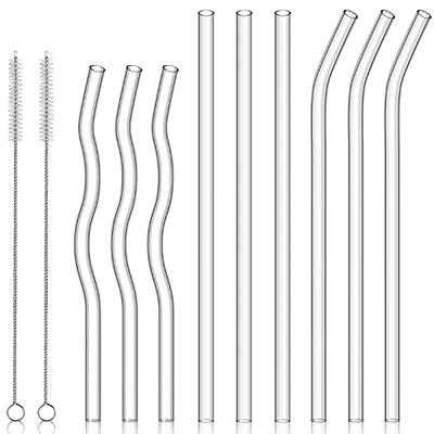 Reusable Glass Straw, 10 Pack Glass Drinking Straws Shatter