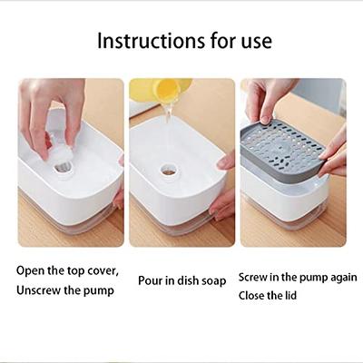 2-in-1 Dish Soap Dispensers for Kitchen Dishwashing Liquid Soap Pump  Dispenser Sponge Holder Sink Countertop Organizer Bottle