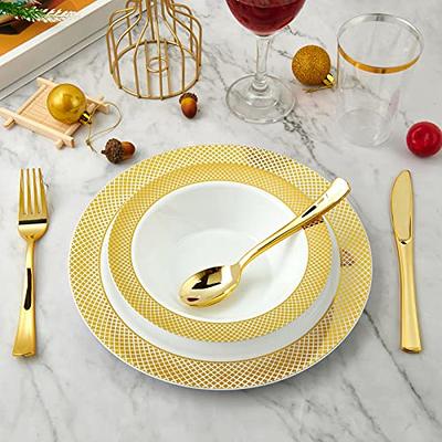 Exquisite Gold Disposable Plastic Bowls - 50-Count - 12 Oz - Party, Wedding  & Dinner 