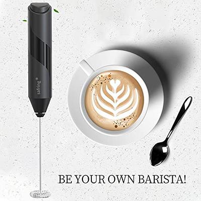 with Stand Handheld Whisk Drink Foamer Mini Blender Mixer for Coffee Frappe Matcha Espresso, Black