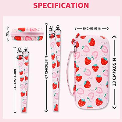  FUNDIARY Pink Carrying Case for Nintendo Switch Lite  Accessories, Travel Case Bundle for Switch Lite with Soft TPU Cover,  Adjustable Shoulder Strap, Screen Protector and 2 Thumb Caps - Strawberry 