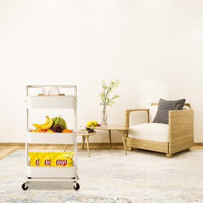 FUNKOL 3-Tier White Metal Rolling Storage Utility Cart with Wheels