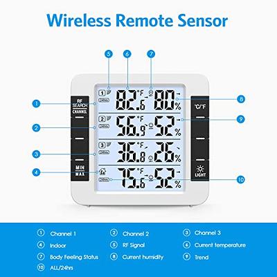 Indoor Thermometer, Amir Weather Station Outdoor Thermometer with Remote Sensor Touchscreen LCD Display Hygrometer Temperature Humidity Gauge for