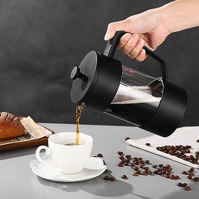 DUJUST Silver French Press Coffee Maker, Luxury Design French Coffee Press  with 4-Level Filter System, High-Grade Glass for Hot & Cold Resistance