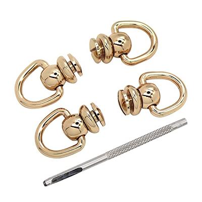 4pcs Brass Ball Studs Rivets D Ring for Leather Crossbody Purse Craft