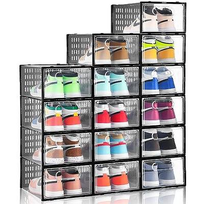 Clemate Shoe Organizer Storage Boxes for Closet 15 Packs, Clear Plastic  Stackable Shoe Storage Bins with