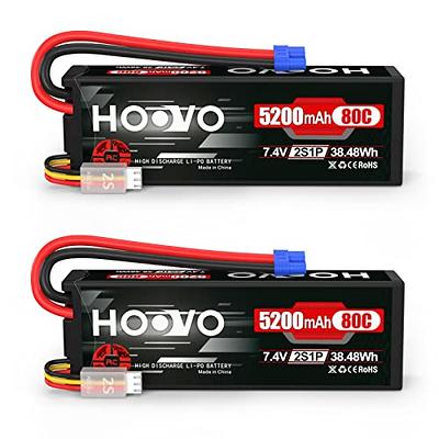 HOOVO 7.4V 5200mAh 80C 2S Lipo Battery Hard Case with EC3 Plug for