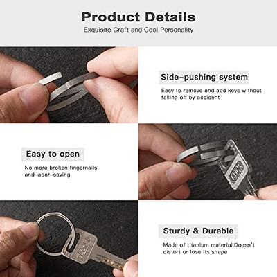 TISUR Titanium Key Rings for Keychain, Side-Pushing key chain