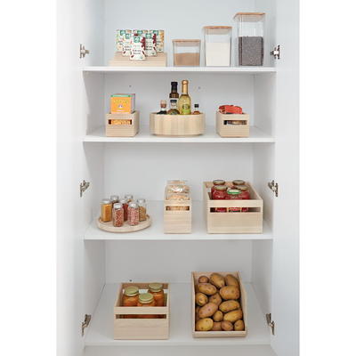 iDesign Eco White Plastic Storage Bins with Paulownia Wood Lids