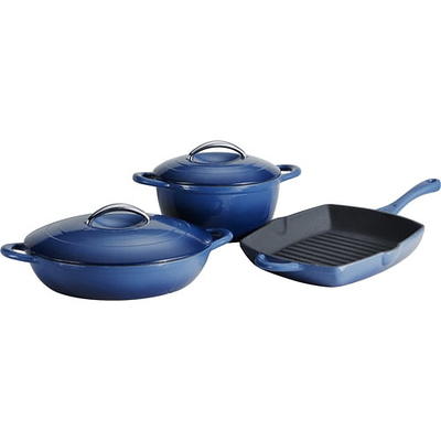 Tramontina 3-Piece Kitchen Essentials Cast Iron Cookware Set (Blue)