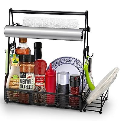 Grill Caddy with Paper Towel Holder, BBQ Camping Caddy for Plates and  Utensils w