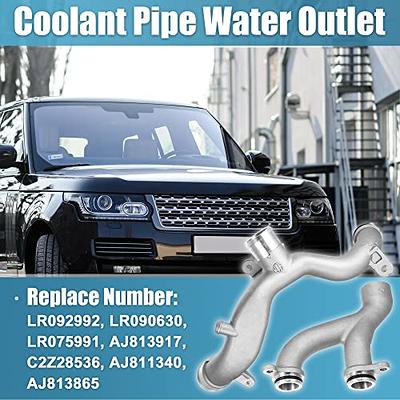 X AUTOHAUX 1 Set Aluminum Thermostat Top Crossover Hose Coolant Pipe Water  Outlet for Land Rover for Range Rover Sport LR4 Discovery for Jaguar XJ XF  XE LR092992 LR090630 AJ813917 AJ813865 