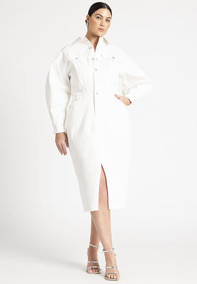 Lucky Brand Schiffley Shirtdress - Women's Clothing Dresses Shirt Midi Dress  in Bright White, Size XL - Yahoo Shopping