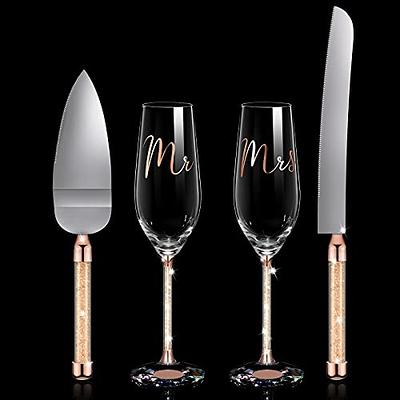 4 Pieces Wedding Toasting Flutes and Cake Server Set Champagne