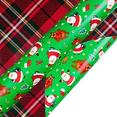 LeZakaa Reversible Christmas Wrapping Paper - Jumbo Roll - Santa