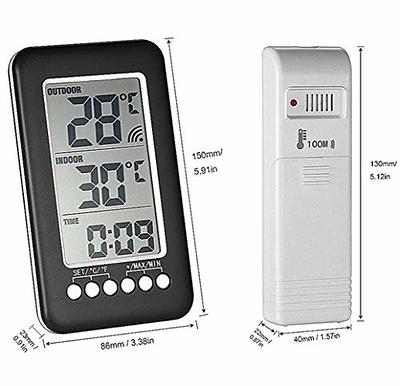 U UNNI Weather Station Wireless Indoor Outdoor Thermometer Inside Outside  Temperature Humidity with Calendar and Adjustable Backlight